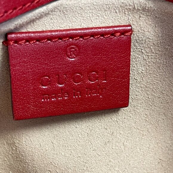 Gucci Calfskin Matelasse Super Mini GG Marmont Shoulder Bag - Red - Preowned - Picture 9 of 10